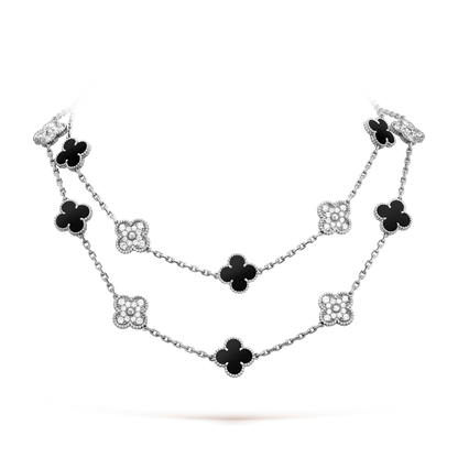 [Angela Jewelry]CLOVER 20 MOTIFS ONYX DIAMOND SILVER