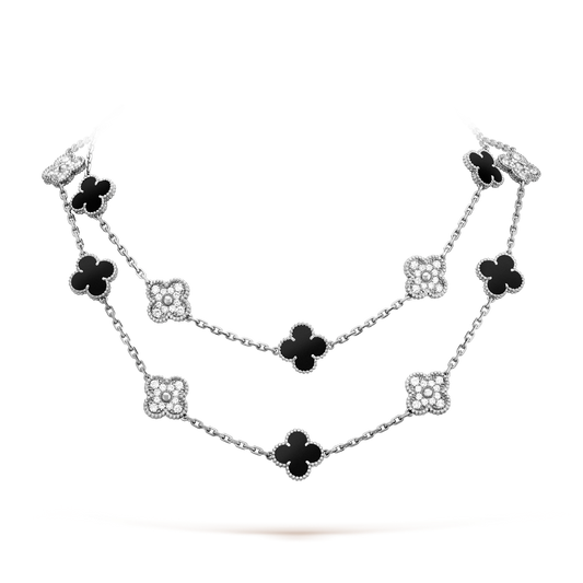 [Angela Jewelry]CLOVER 20 MOTIFS ONYX DIAMOND SILVER