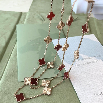 [Angela Jewelry]CLOVER 20 MOTIFS LASER CARNELIAN NECKLACE