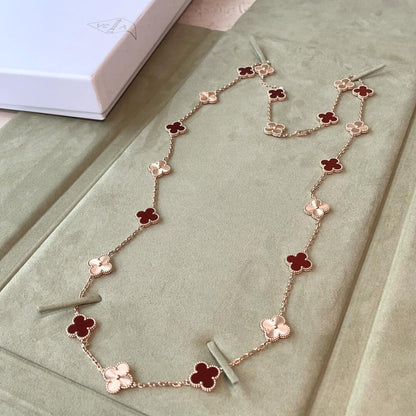 [Angela Jewelry]CLOVER 20 MOTIFS LASER CARNELIAN NECKLACE