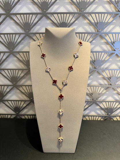 [Angela Jewelry]CLOVER 20 MOTIFS LASER CARNELIAN NECKLACE