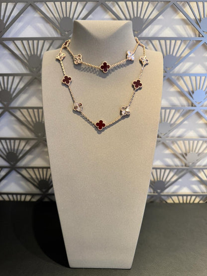 [Angela Jewelry]CLOVER 20 MOTIFS LASER CARNELIAN NECKLACE