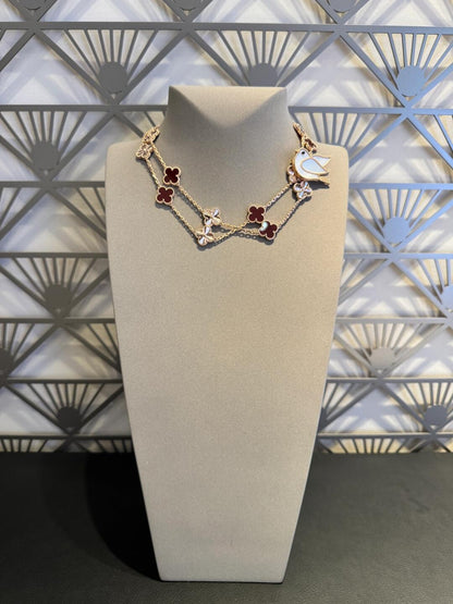 [Angela Jewelry]CLOVER 20 MOTIFS LASER CARNELIAN NECKLACE