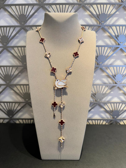 [Angela Jewelry]CLOVER 20 MOTIFS LASER CARNELIAN NECKLACE