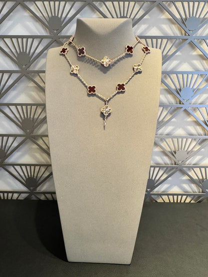[Angela Jewelry]CLOVER 20 MOTIFS LASER CARNELIAN NECKLACE