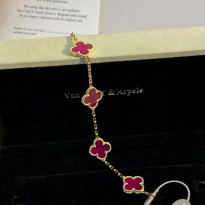 [Angela Jewelry]NEW CLOVER 5 MOTIFS PINK ENAMEL BRACELET
