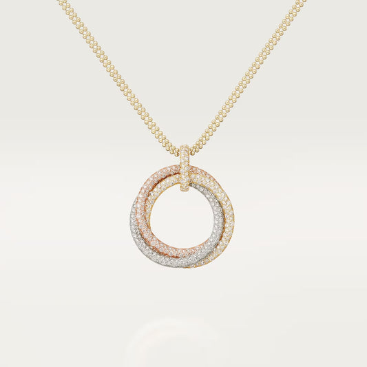 [Angela Jewelry]TRINITY LARGE FULL DIAMOND  NECKLACE