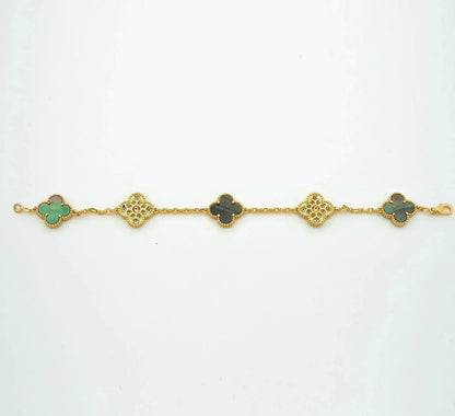[Angela Jewelry] CLOVER 5 MOTIF GRAY MOP BRACELET COLLECTION