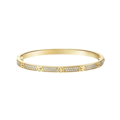 [Angela Jewelry] JUSTE Diamond & LOVE Diamond-Paved Bracelet Stack Set