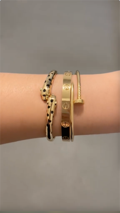 [Angela Jewelry] Panthère & LOVE  & JUSTE  Diamond Bracelet Stack Set