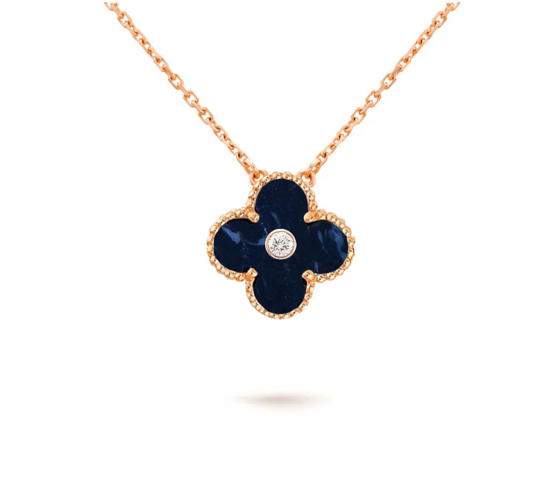 [Angela Jewelry]CLOVER 15MM DIAMOND SINGLE FLOWER NECKLACE COLLECTION