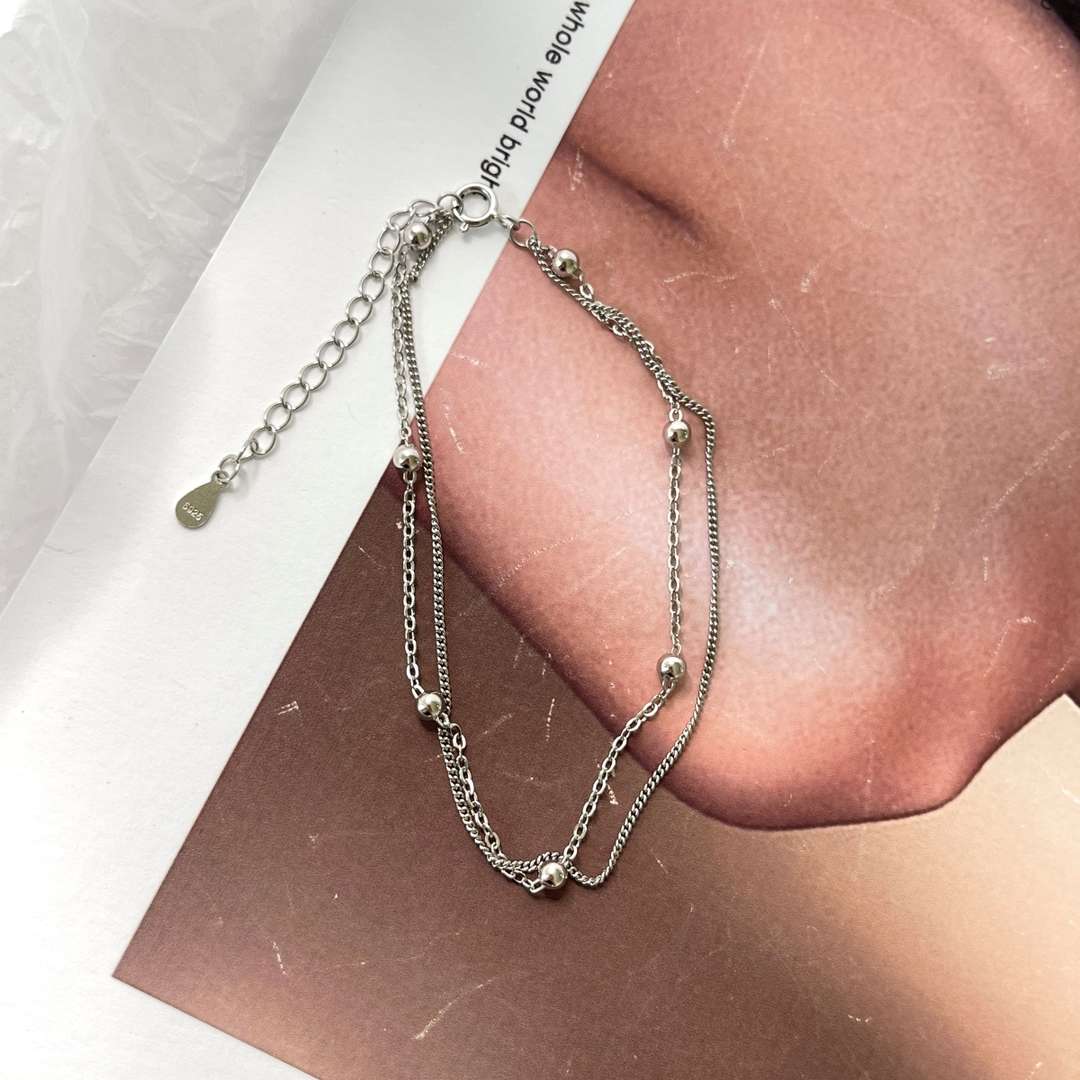 [Angela Jewelry]Delicate Bead Double Layer Bracelet