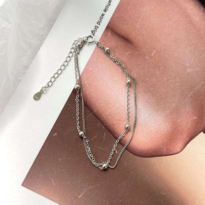 [Angela Jewelry]Delicate Bead Double Layer Bracelet
