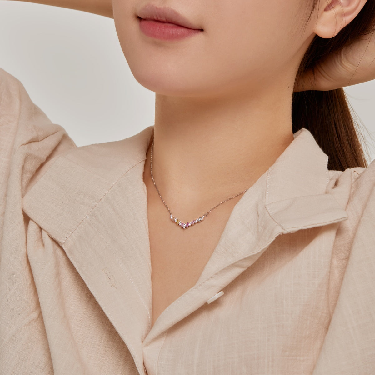 アンジェラジュエリー]まばゆいレインボーネックレス