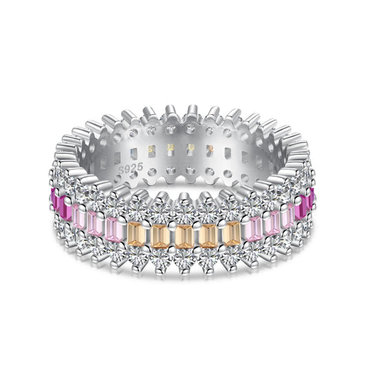 [Angela Jewelry]Ornate Colorful Radiant Cut Daily Ring