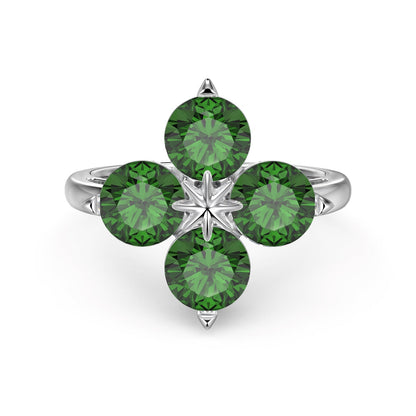[Angela Jewelry]Four-Leaf Clover Eight-Pointed Star Ring
