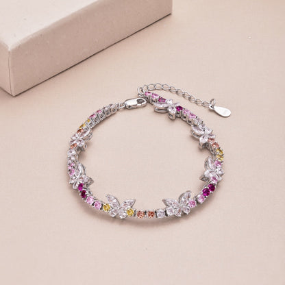 アンジェラジュエリー]華やかでカラフルなバタフライシェイプのラウンドカットデイリーブレスレット