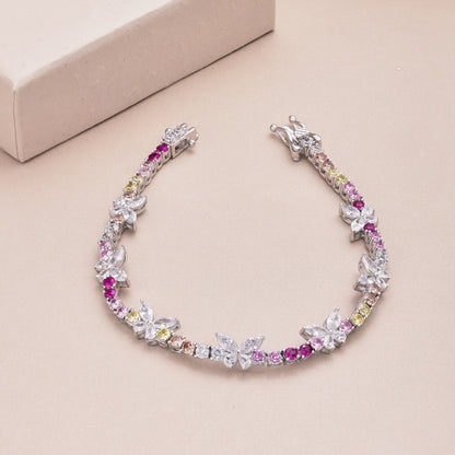 アンジェラジュエリー]華やかでカラフルなバタフライシェイプのラウンドカットデイリーブレスレット