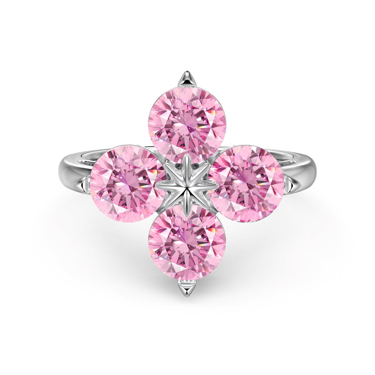 Angela Jewelry]Four-Leaf Clover Eight-Pointed Star Ring