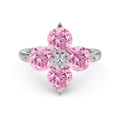 Angela Jewelry]Four-Leaf Clover Eight-Pointed Star Ring