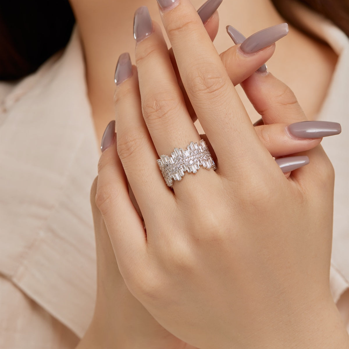[Angela Jewelry]Luxurious Colorful Radiant Cut Daily Ring
