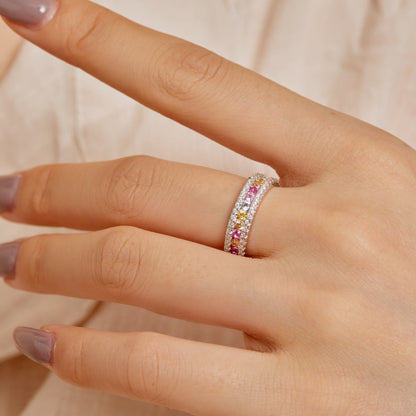 [Angela Jewelry]Delicate Colorful Round Cut Daily Ring