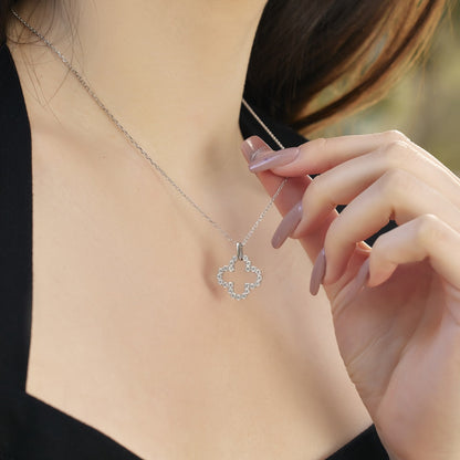 [Angela Jewelry]Four-Leaf Clover Hollow Design Exquisite Necklace