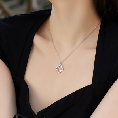 Angela Jewelry]Four-Leaf Clover Hollow Design Exquisite Necklace