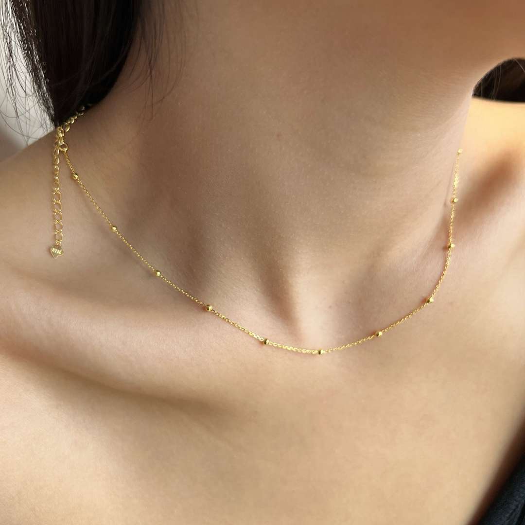 [Angela Jewelry]Small Bead Clavicle Chain Simple Necklace