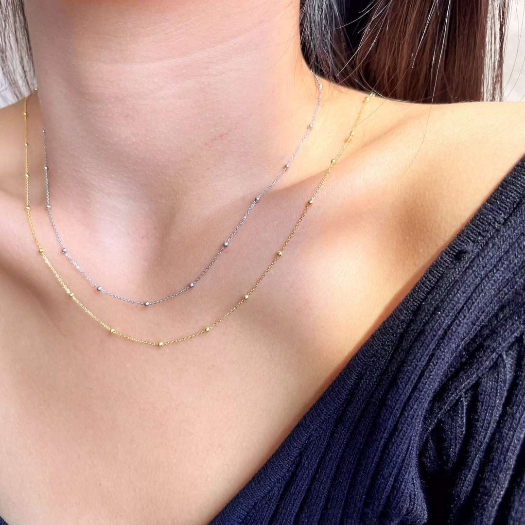 [Angela Jewelry]Small Bead Clavicle Chain Simple Necklace