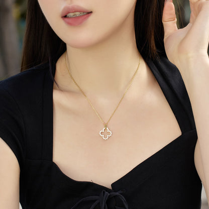[Angela Jewelry]Four-Leaf Clover Hollow Design Exquisite Necklace
