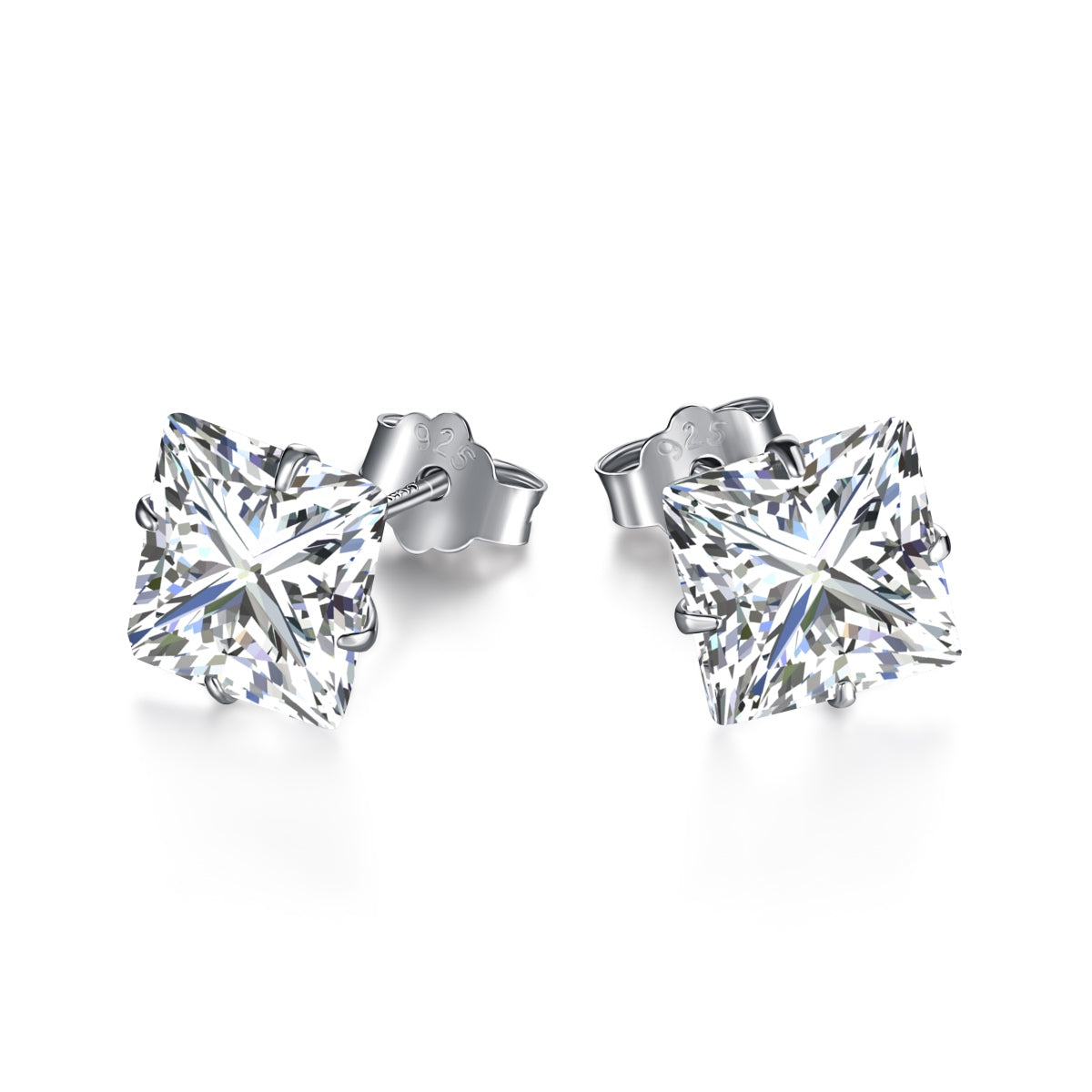 [Angela Jewelry]Stylish Shiny Square Center Stone Stud Earrings