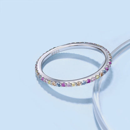 [Angela Jewelry]Ornate Colorful Round Cut Tennis Ring
