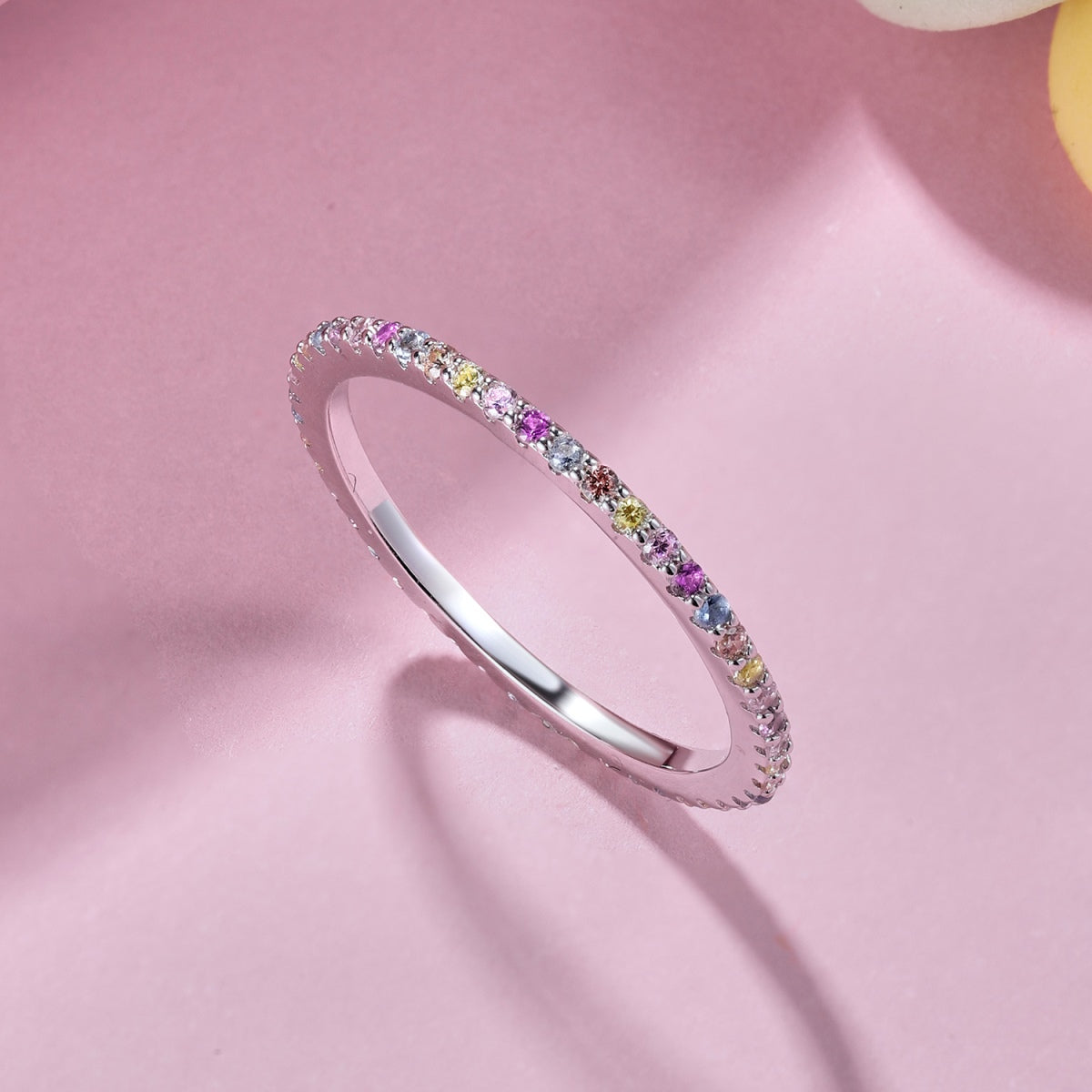 [Angela Jewelry]Ornate Colorful Round Cut Tennis Ring
