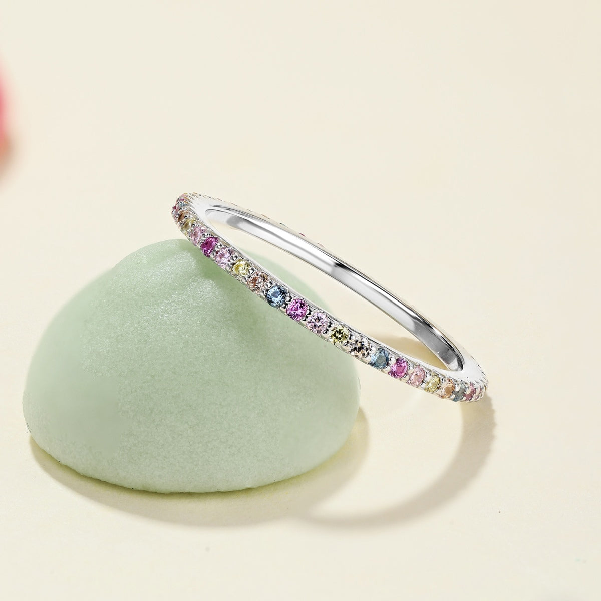 [Angela Jewelry]Ornate Colorful Round Cut Tennis Ring