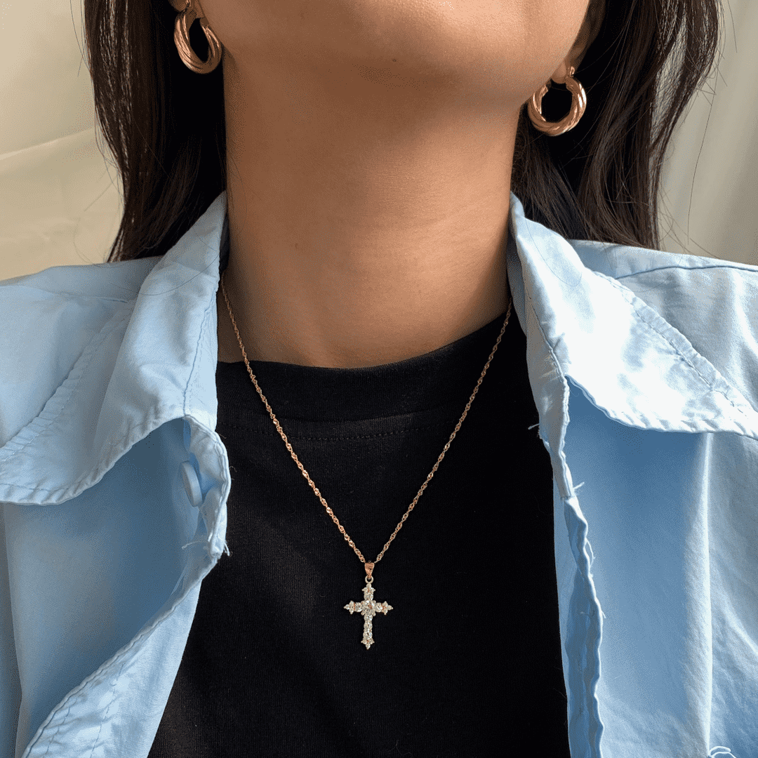 [Angela Jewelry]Delicate Cross Shape Necklace