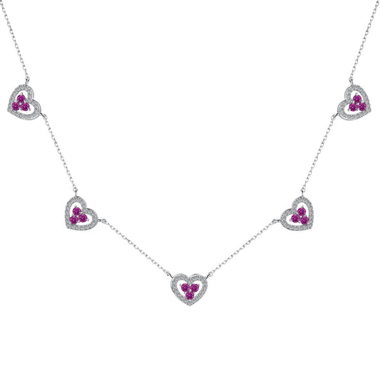 [Angela Jewelry]Sparkling Five Heart Necklace