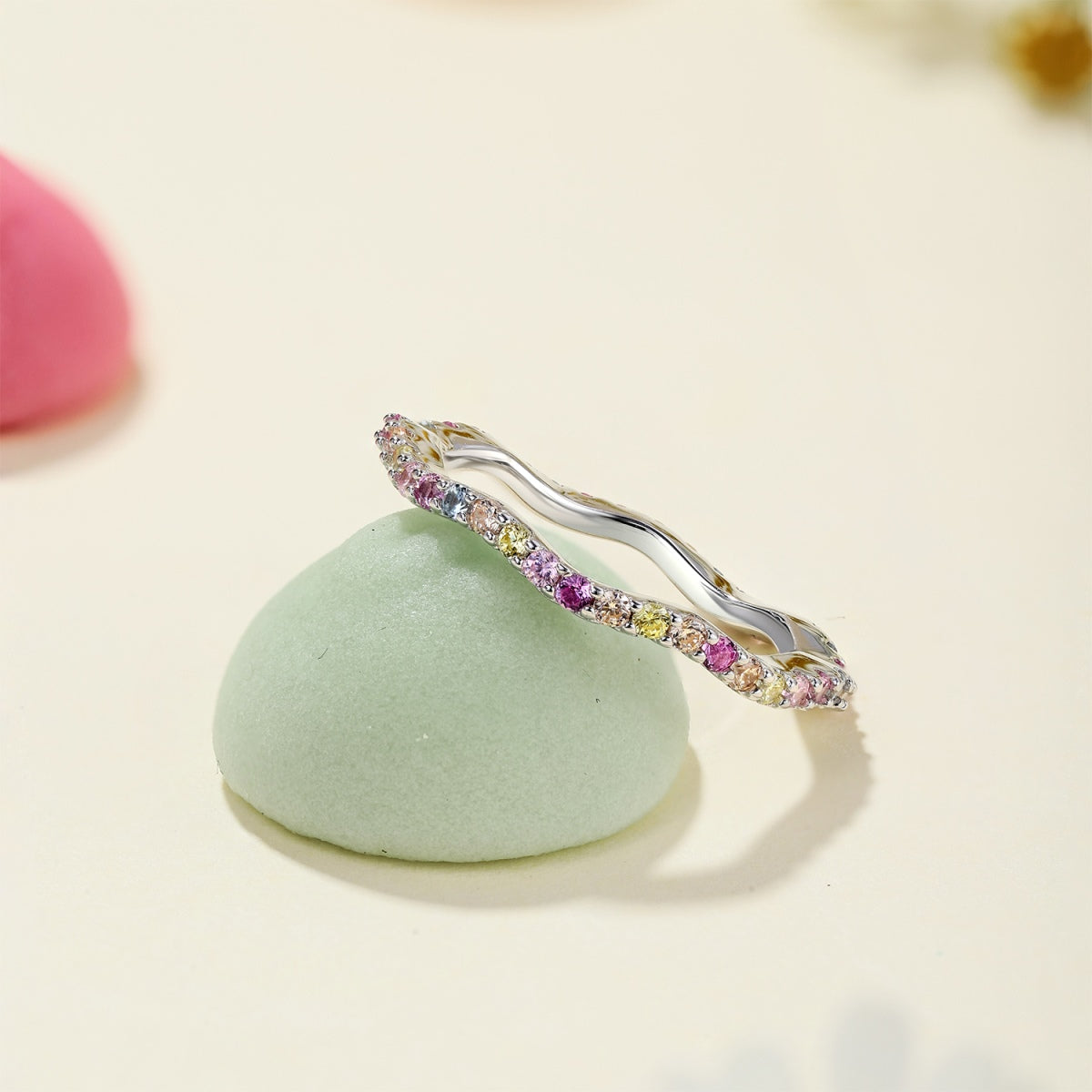 [Angela Jewelry]Dainty Colorful Round Cut Party Ring