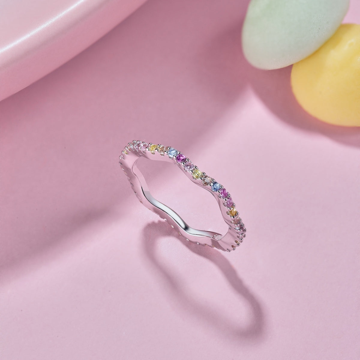 [Angela Jewelry]Dainty Colorful Round Cut Party Ring