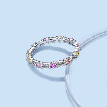 [Angela Jewelry]Sparkling Colorful Round Cut Tennis Ring