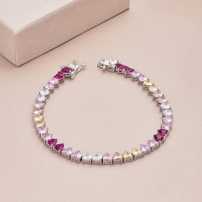 [Angela Jewelry]Luxurious Colorful Romantic Heart Shape Lover Bracelet