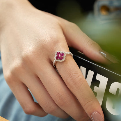 [Angela Jewelry]Four Leaf Clover Flower Design Ring
