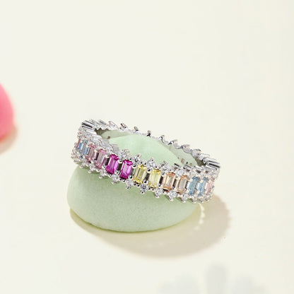 Angela Jewelry]Splashy Ornate Emerald Cut Cocktail Ring