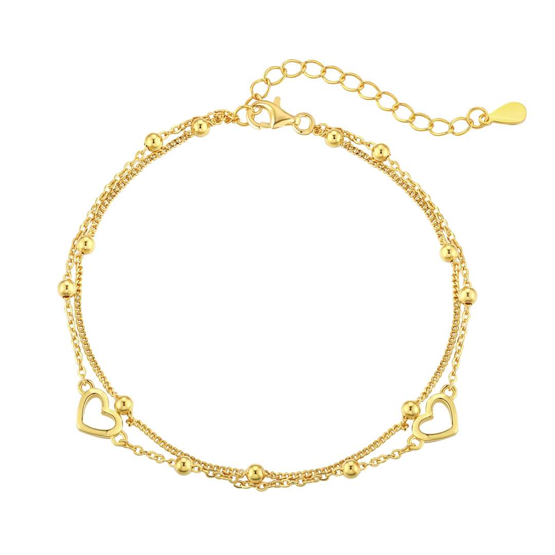 [Angela Jewelry]Dainty Double Layer Love Heart Bracelet