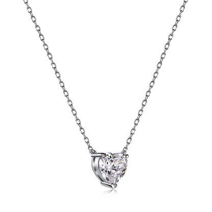 [Angela Jewelry]Heart Shape Main Stone Pendant Collarbone Necklace