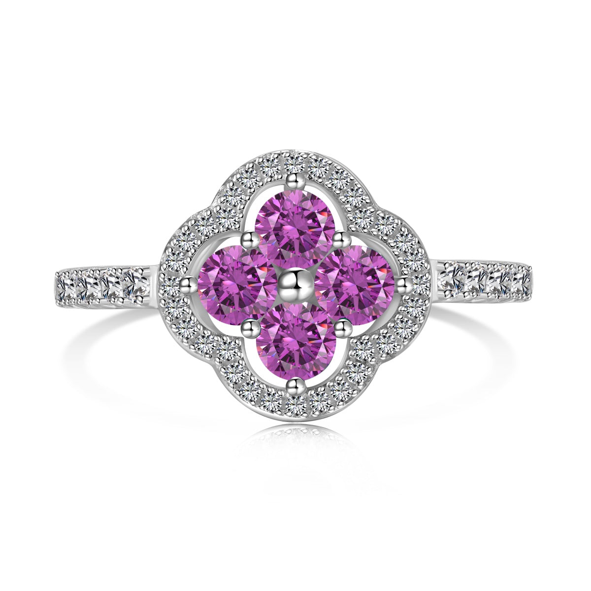 [Angela Jewelry]Four Leaf Clover Flower Design Ring