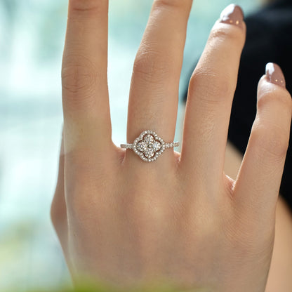 Angela Jewelry]Four Leaf Clover Flower Design Ring
