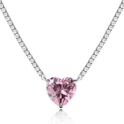 [Angela Jewelry]8.0 Carat Versatile Colorful Sweet Heart-Shaped Tennis Necklace