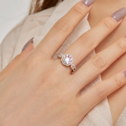 [Angela Jewelry]Delicate Colorful Round Cut Flower Shape Wedding Ring