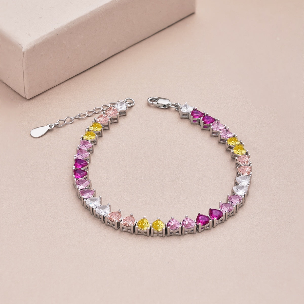 [Angela Jewelry]Luxurious Colorful Romantic Heart Shape Lover Bracelet